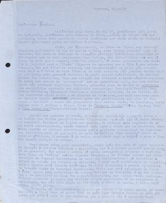 Carta de Vladimir Herzog para Tamás Szmrecsányi, 31 out. 1965